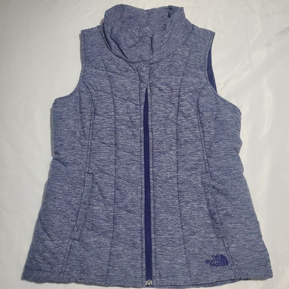 The North Face Women's L/G Heather Purple Quilted Vest Jacket Full Zip